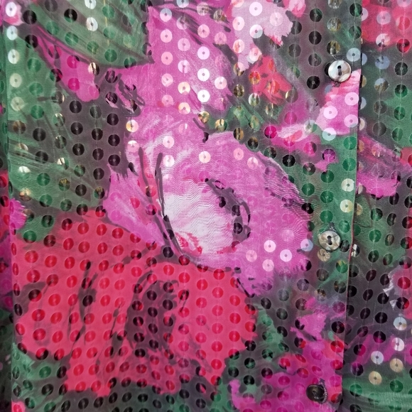 Vintage Sequins Blouse Sze M 2 Pink Red Gra - Picture 11 of 12